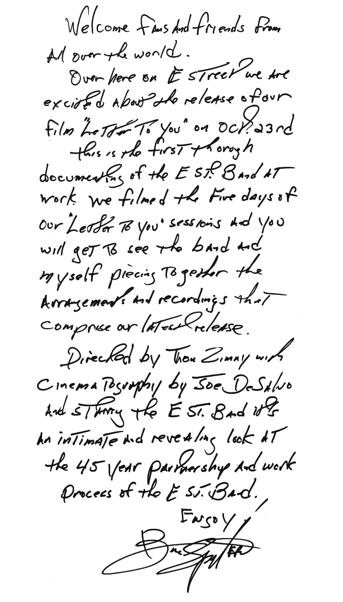 List do fanów od Bruce'a Springsteena